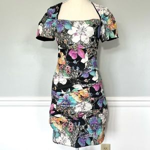 Nicole Miller Artelier Floral Ruched Sheath Dress Size 6